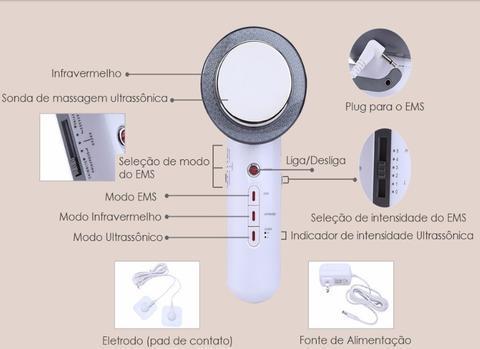 Aparelho de de Cavitação Ultrassônica Led 3  em 1 -  UltraLipo®